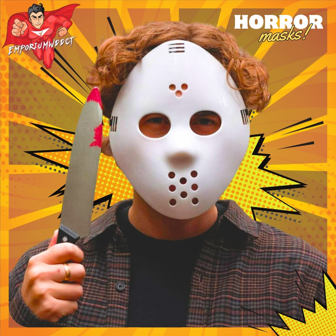 Horror Masks by EWDDCT - Friday The 13th Inspired White Hocky Large Mask (Cosplay) - EmporiumWDDCT